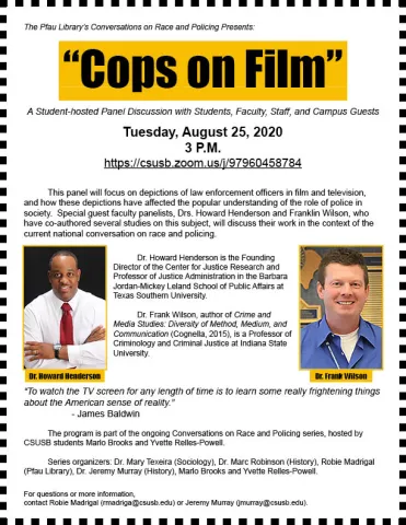 The Pfau Library's Conversations on Race and Policing Presents: "Cops on Film" Flyer