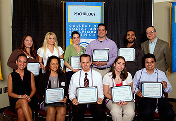 Psychology student 2010-2011 award and scholarship winners with Drs. Campbell and Ricco