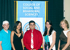 Psychology student Nicole Holderness is second from the right.